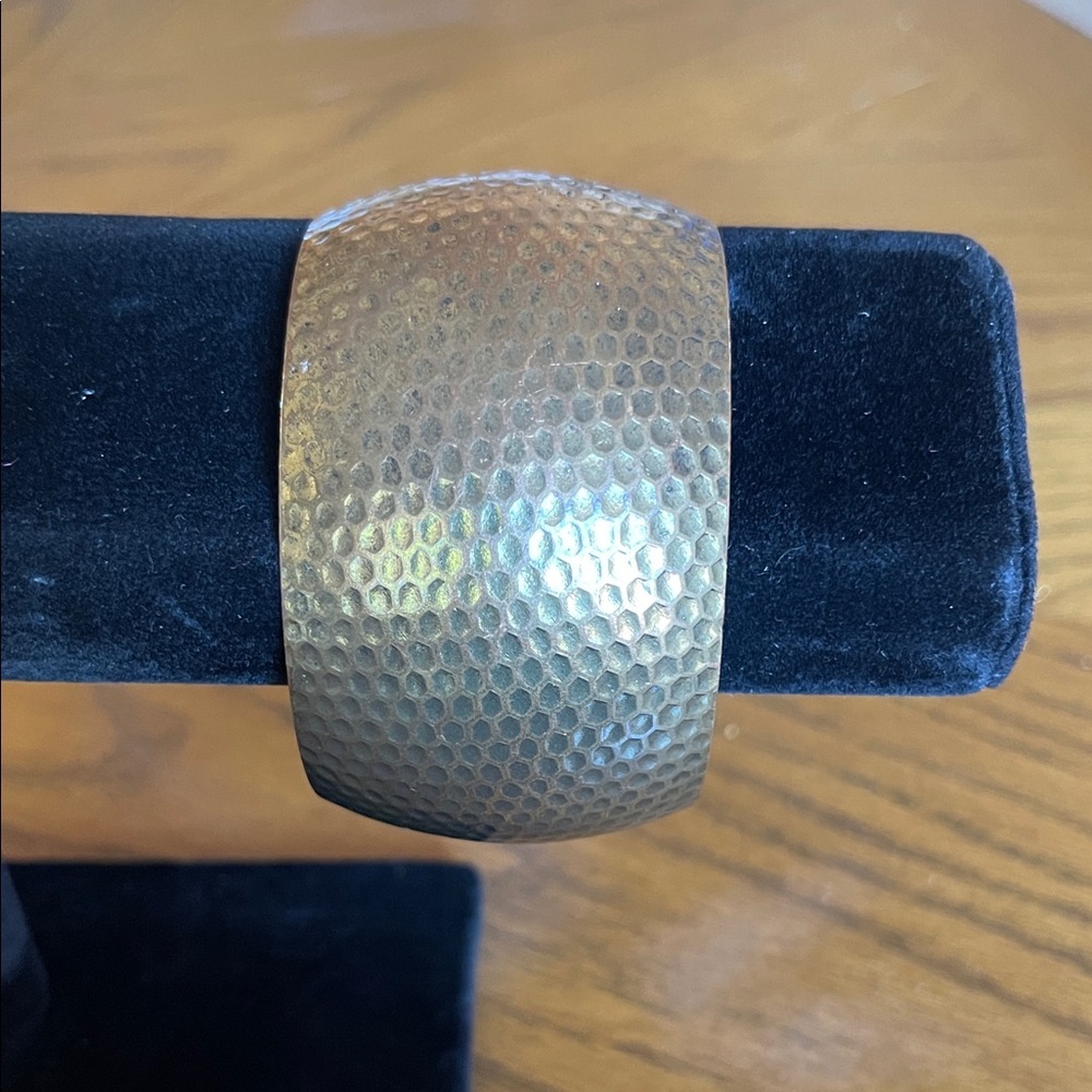 Hammered Metal Cuff Bracelet in Antique Brass Tone